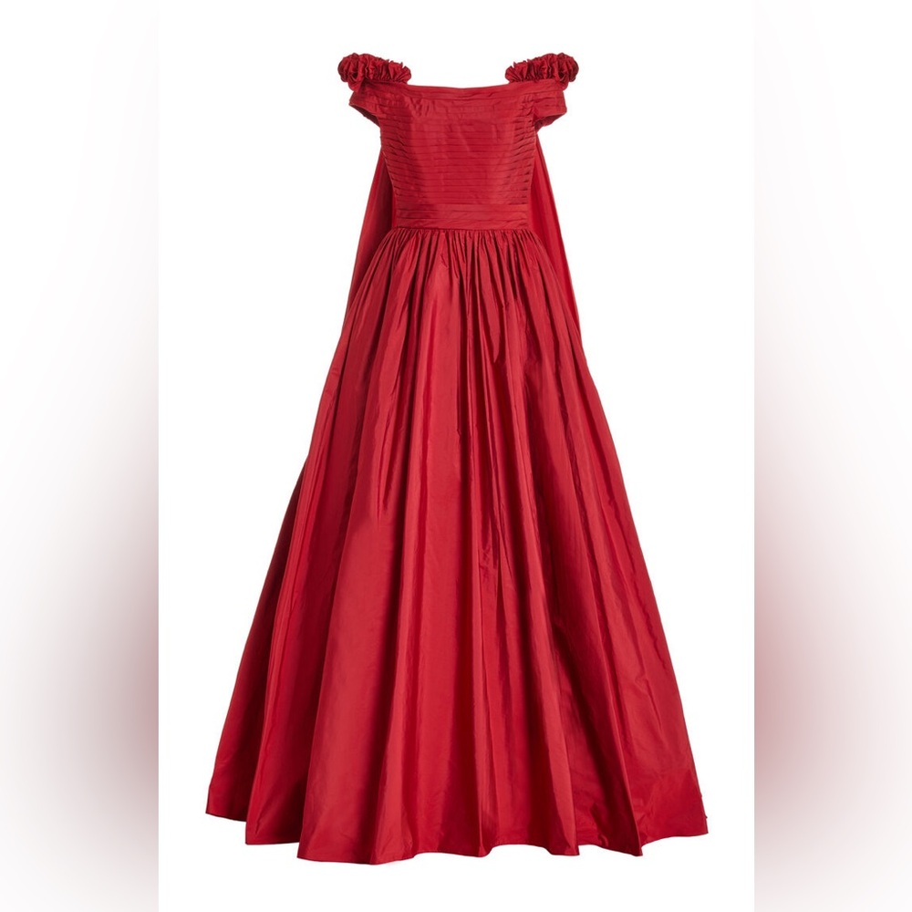 Authentic Elie Saab - Cape Taffeta Gown - Red - 42 FR (10 US)